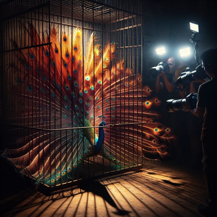 Colorful Peacock in Captivity with Dramatic Lighting | Canon EOS R5