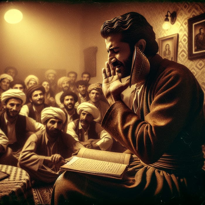 Captivating Kurdish Folk Singer in Vintage Sepia Room