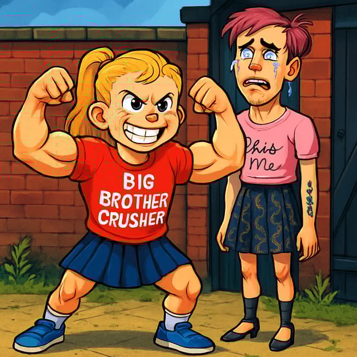 Emasculated Model & Powerful Kid Bodybuilder Art Emasculated Model & Powerful Kid Bodybuilder Art
