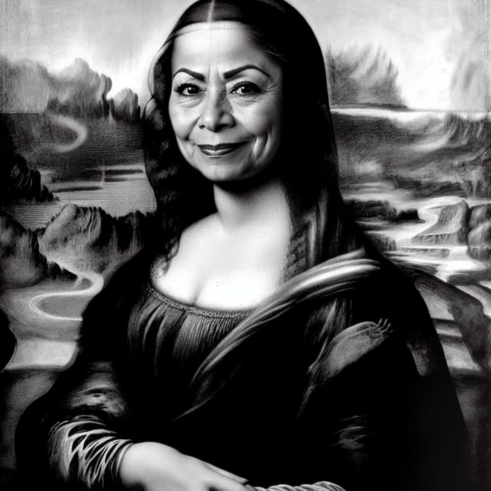 Mexican Style Mona Lisa in Black and White