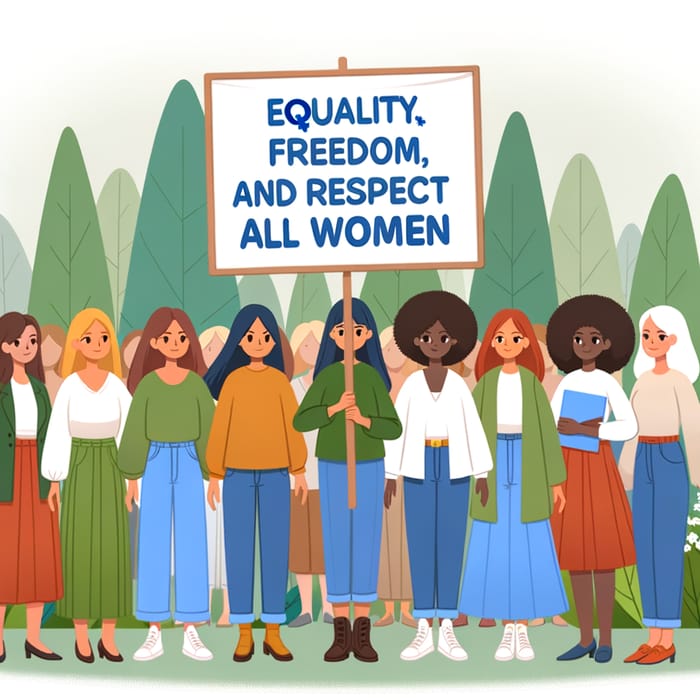 Empowering Women: Cartoon Slogan for Equality