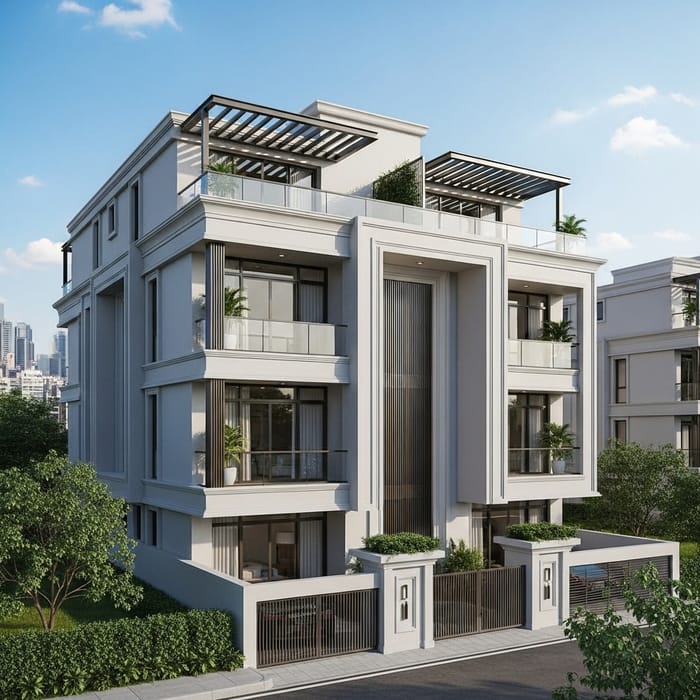 Modern Four-Storey Residential Building Design Modern Four-Storey Residential Building Design