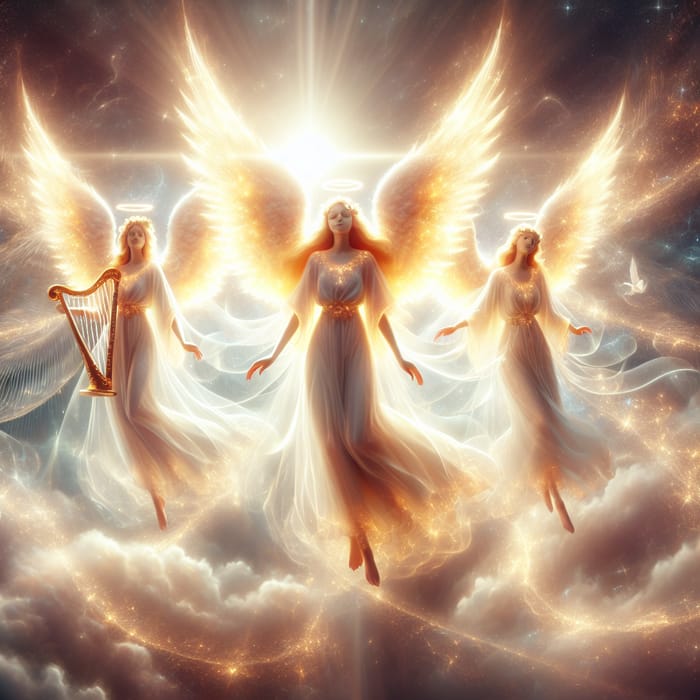 Angeles de Luz: Celestial Beings Emitting Divine Radiance