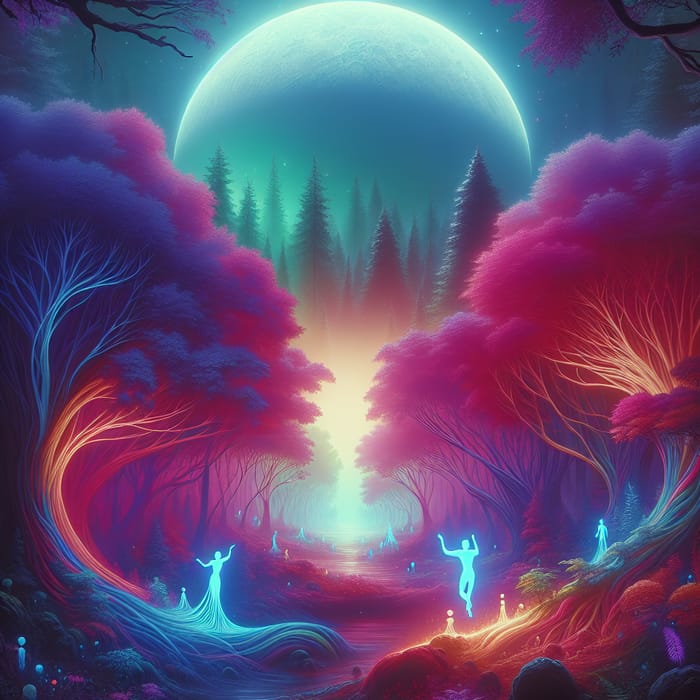 Mystical Forest Moon Glow for 0 Amor - Psychedelic Album Art