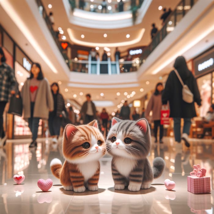 Lover Cats Celebrating Valentine's Day at Shopping Mall Lover Cats Celebrating Valentine's Day at Shopping Mall