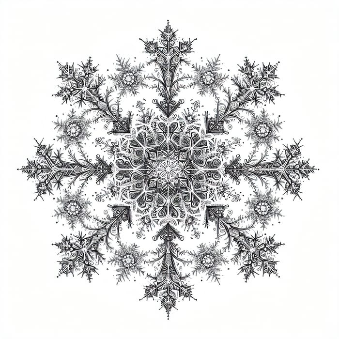 Intricately Designed Snowflakes - Vector Image on White Background