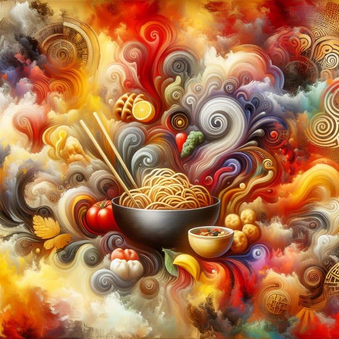 Vibrant Chinese Cuisine Abstract Art