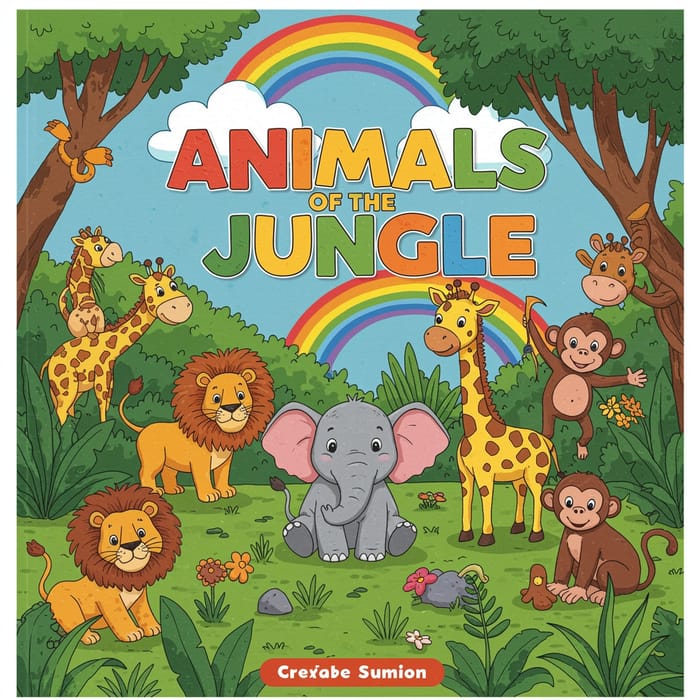 Animals of the Jungle Coloring Book Cover