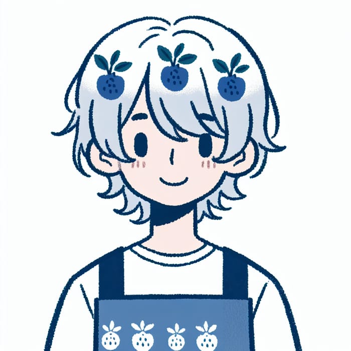 Blueberry Motif Boy with White Hair Profile