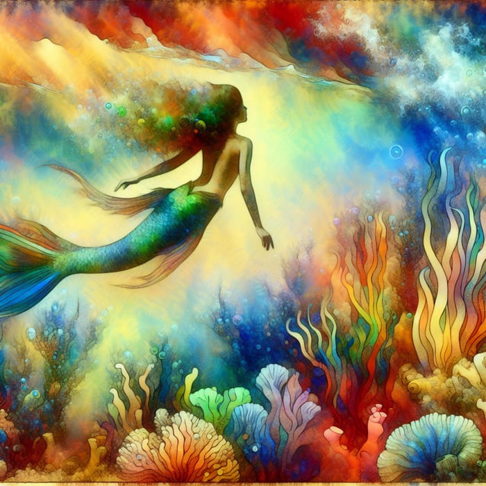 Enchanting Mermaid Amidst Colorful Coral Reefs