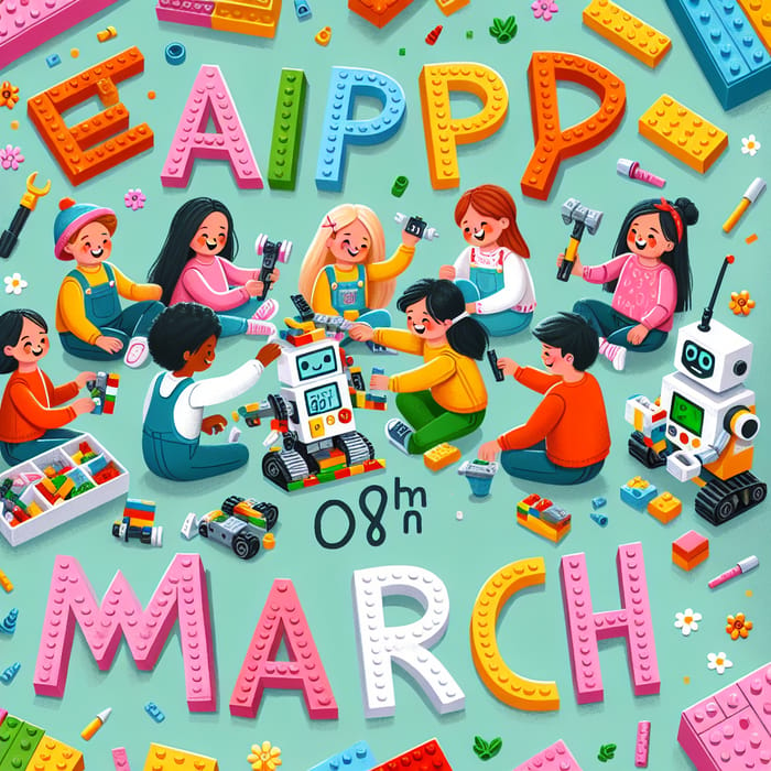 Cheerful 8th of March: Lego Robots Assembly for Spring Holiday