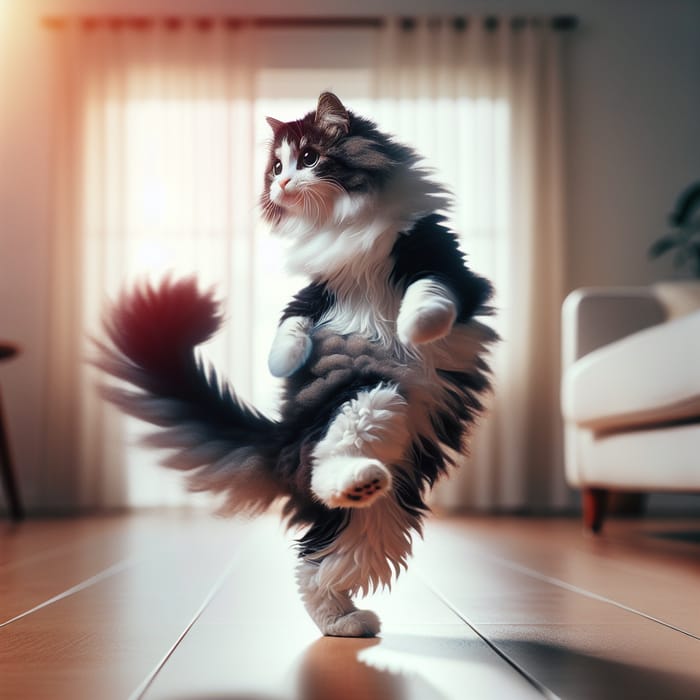 Playful Cat Dancing: A Fun Scene Unleashed