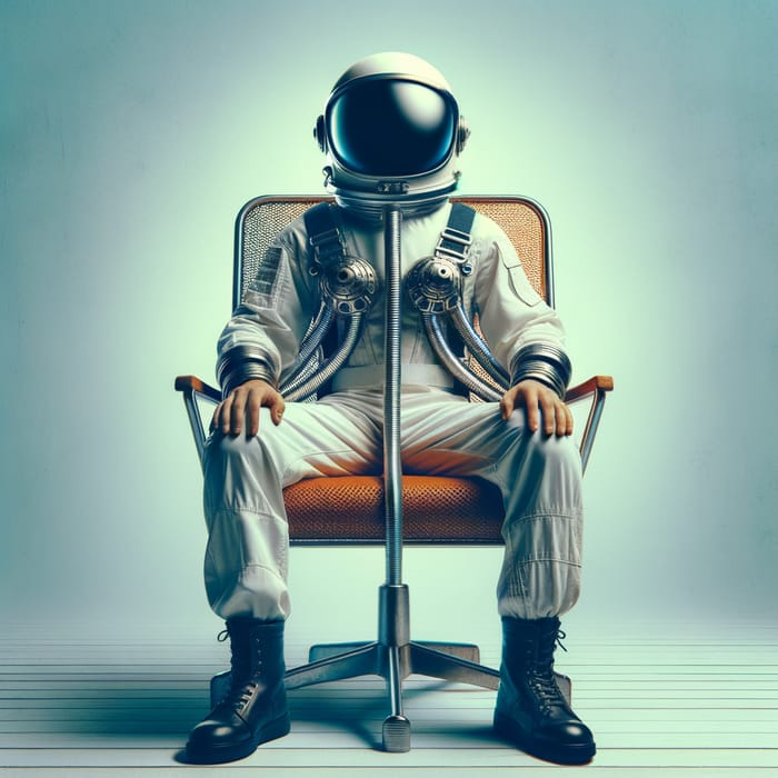 Astronaut Helmet Sitting on Chair - Space Adventure Scene