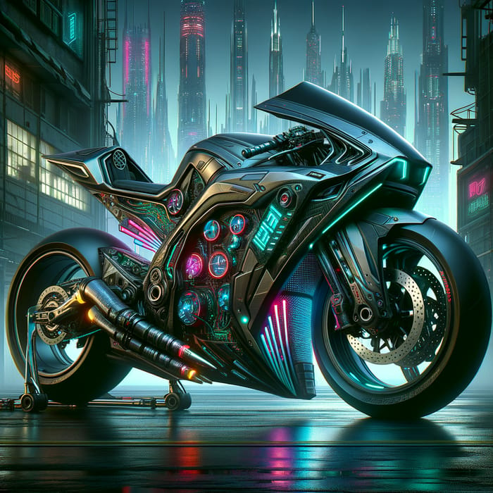 Cyberpunk H2 Kawasaki Race Motorcycle: Speed Redefined