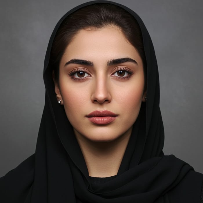 Realistic Persian Woman in Hijab ID Photo