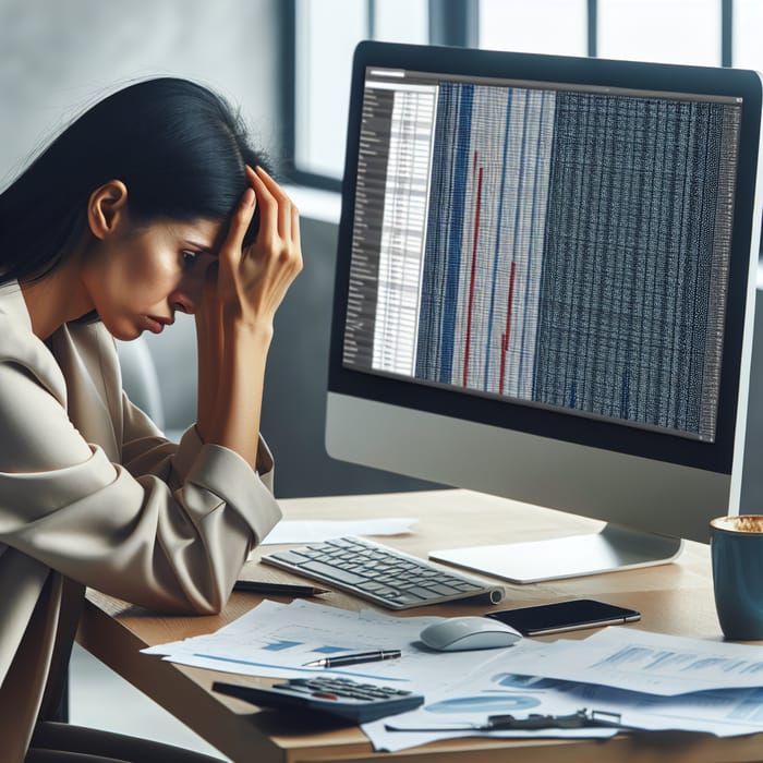 Stressed Person at Computer | Office Stress Image