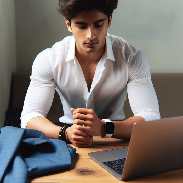 Stylish 20-Year-Old in White Shirt & Blue Coat