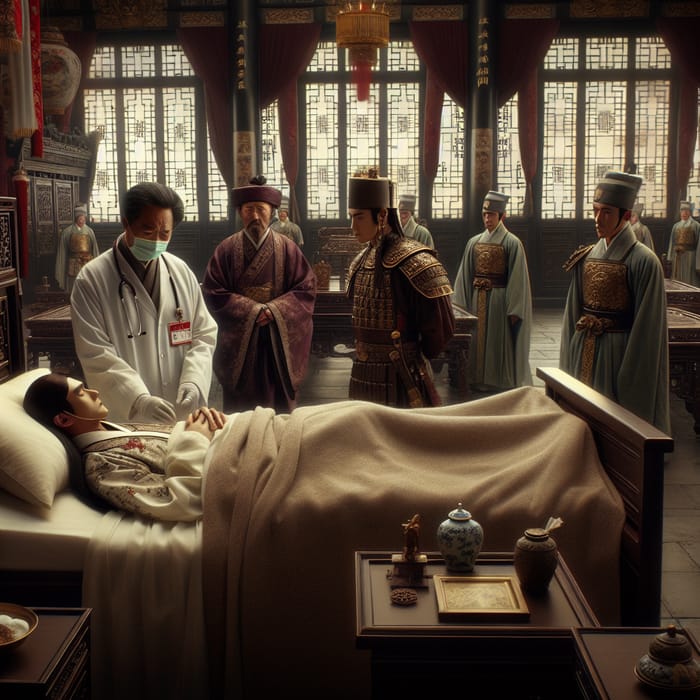 Royal Scene in Chinese Palace: King's Severe Illness Drama