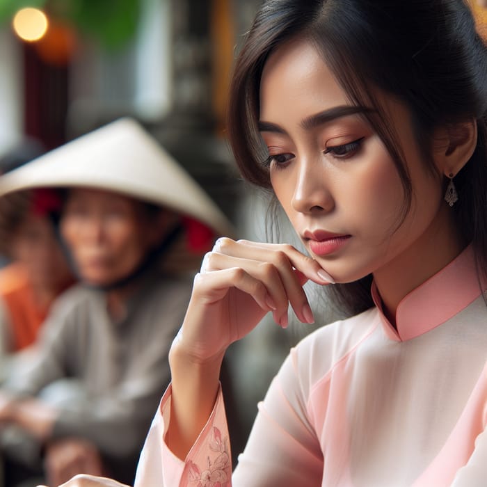 Contemplative Vietnamese Woman in Thought