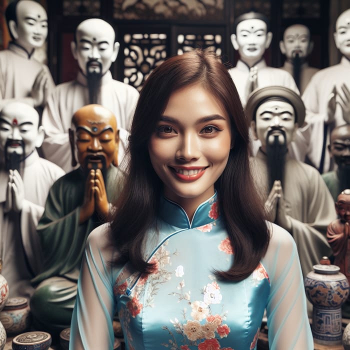 Vietnamese Woman Radiates Peace Among Asian Spirits | Website Name