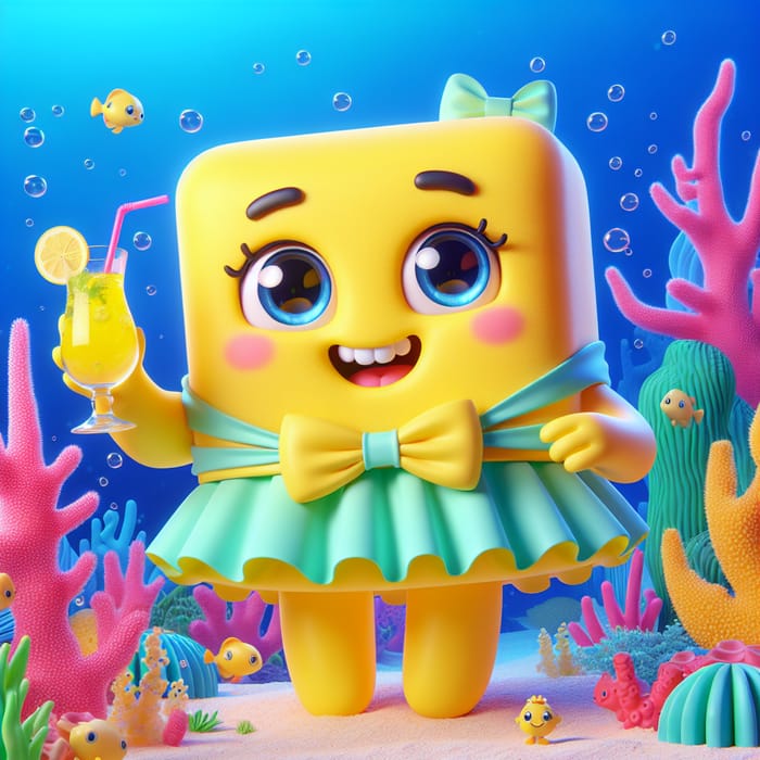 Cheerful Underwater Character with Lemonade