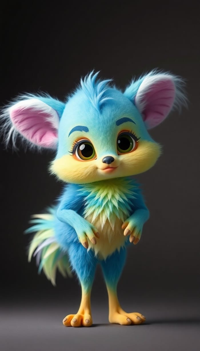 Vibrant Furry Chibi Character with Stylish Claws