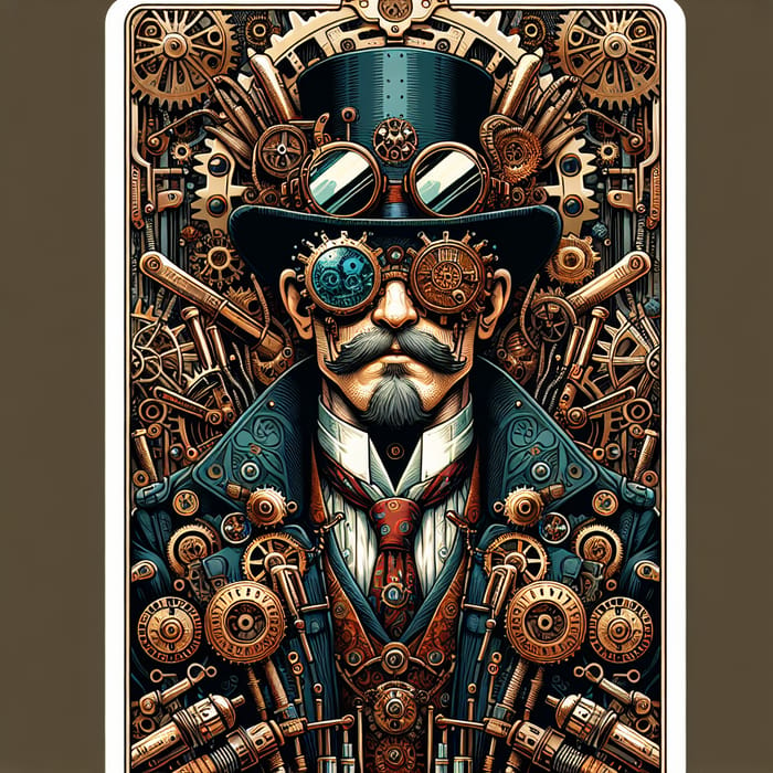 Scary Inventor in Steampunk Goggles | Tarot Card Fantasy Art