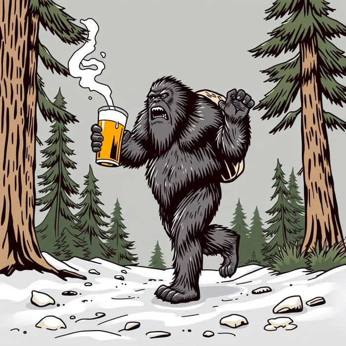 Bigfoot Enjoys a Cold Beer