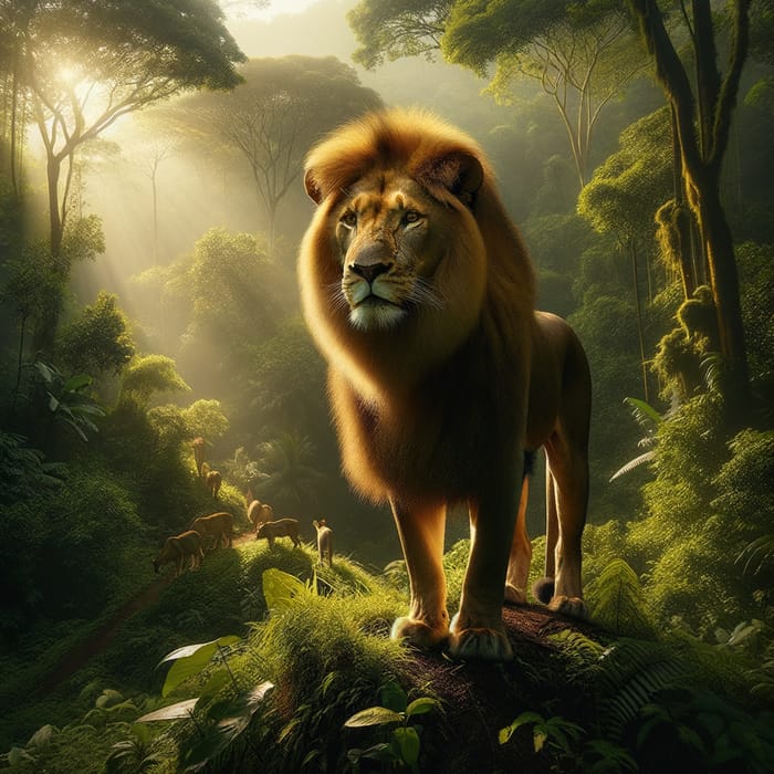 Majestic Lion in Forest