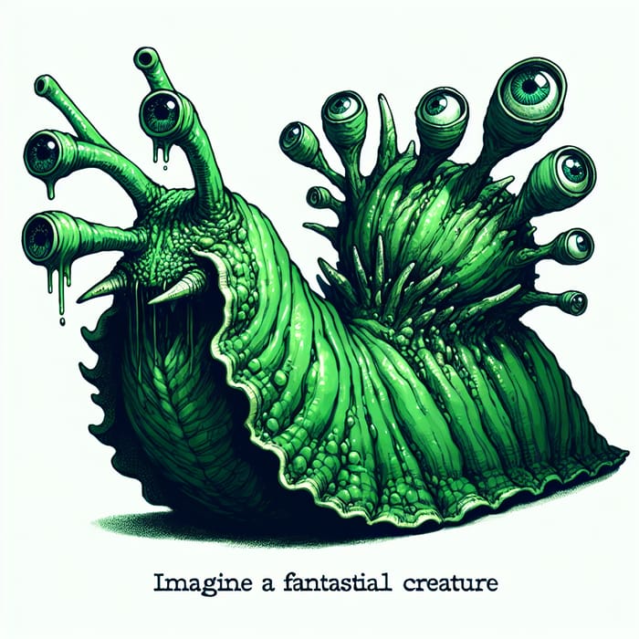 Green Slug Monster with Optical Tentacles | Emerald Fantasy Creature