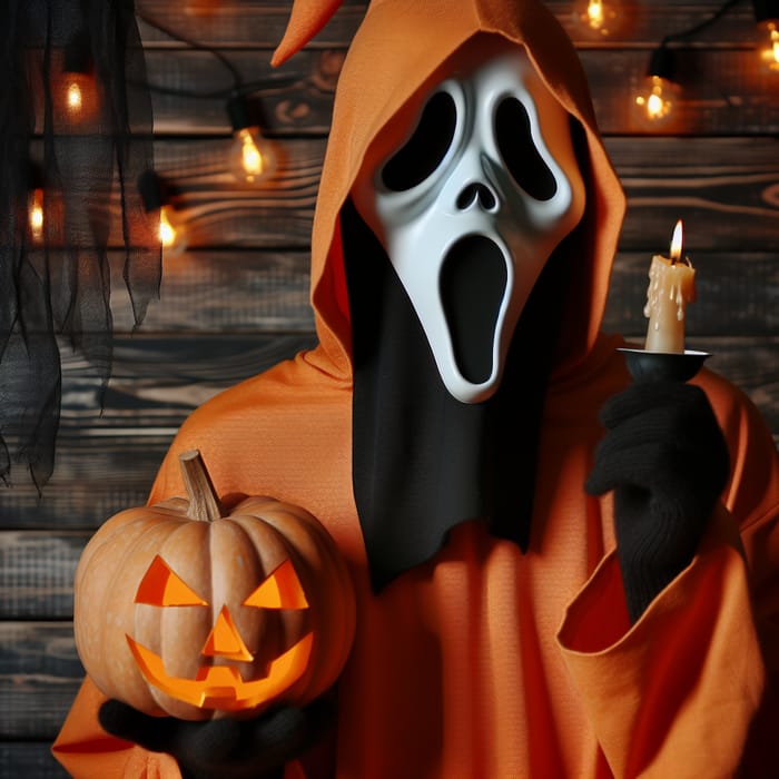 Spooky Ghost in Pumpkin Mask – Halloween Fun