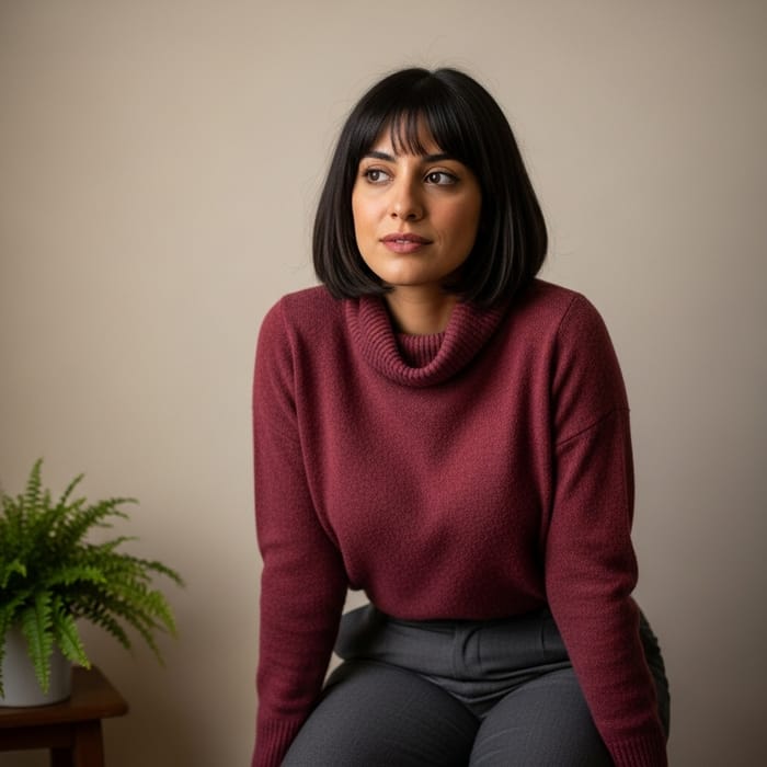 Elegant Middle Eastern Woman with Bobbed Hairstyle Elegant Middle Eastern Woman with Bobbed Hairstyle