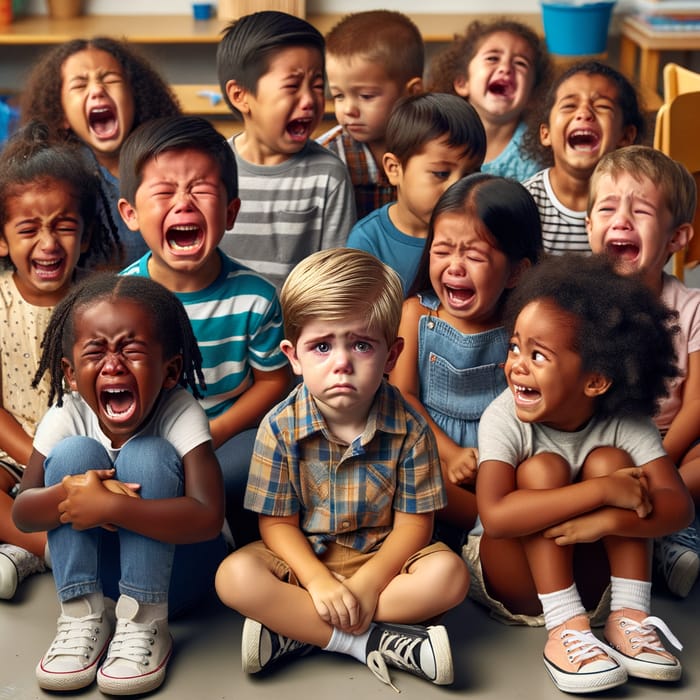 Children's First Day at Kindergarten: Crying, Playing, Fear