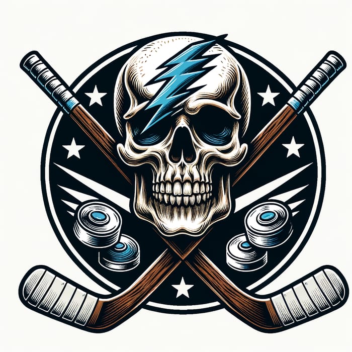 Grateful Dead Skull & Hockey Sticks Ice Hockey Art