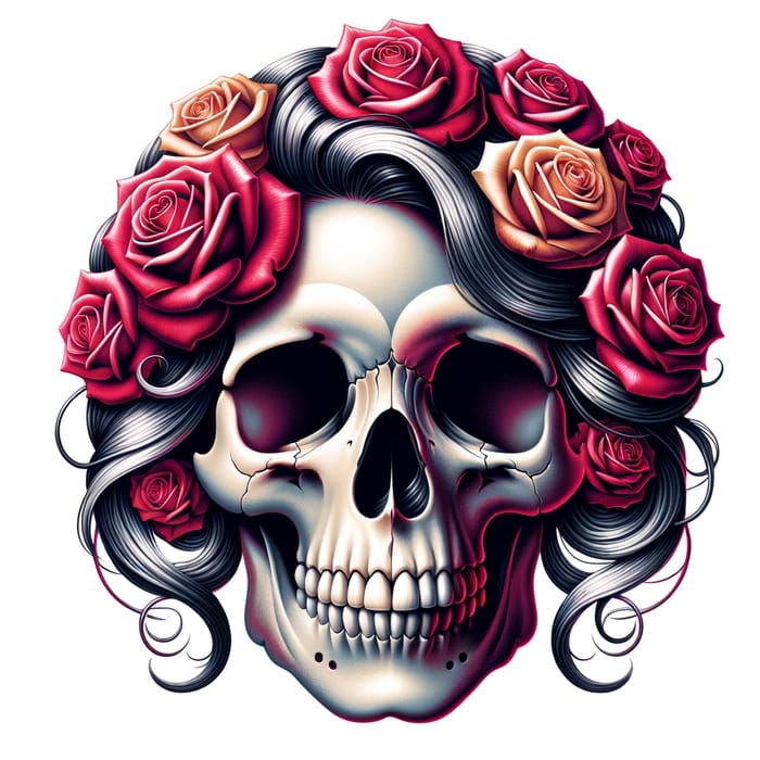 Feminine Steal Your Face Skull Art with Roses