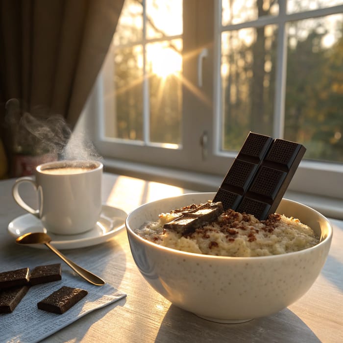 Photorealistic Dark Chocolate Oatmeal Photography