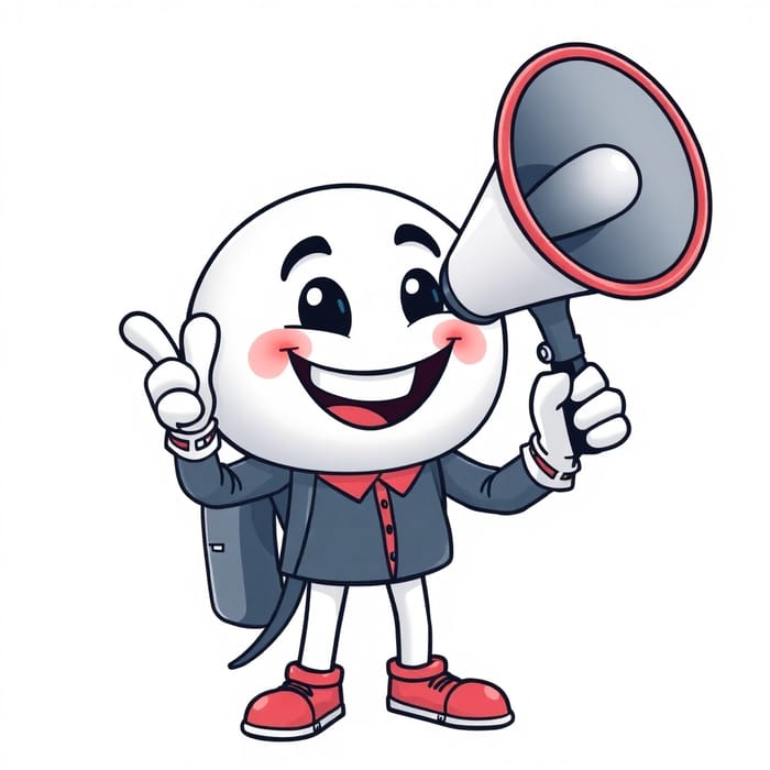 Happy Megaphone Mascot for Voice Over Company