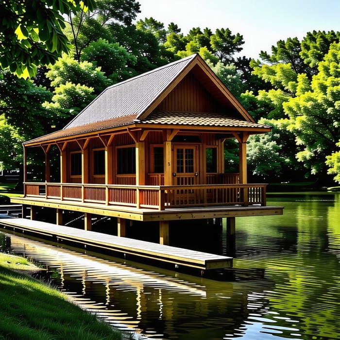 Architectural Boat Station in the Park