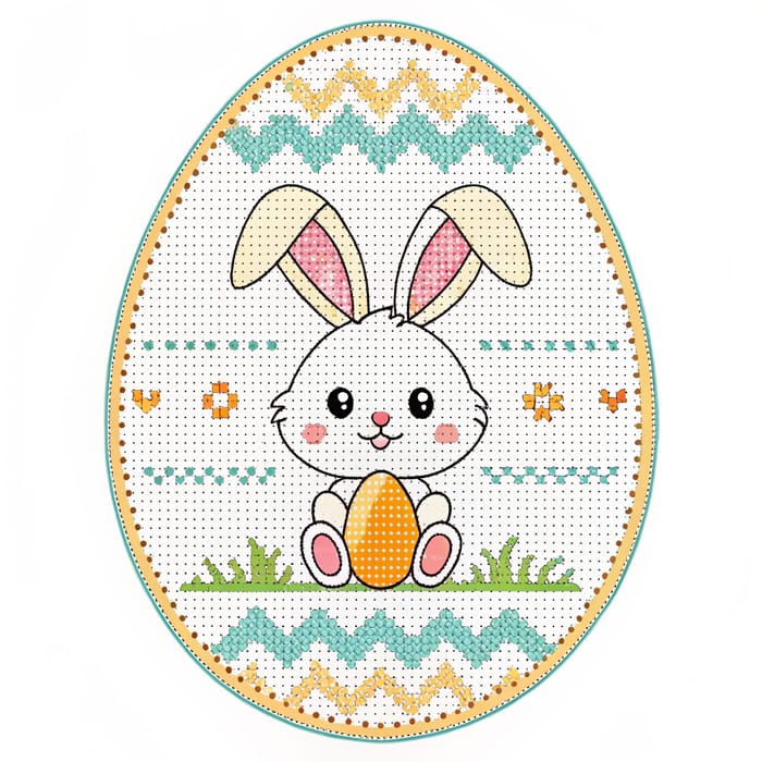 Happy Bunny Cross Stitch Coaster Pattern