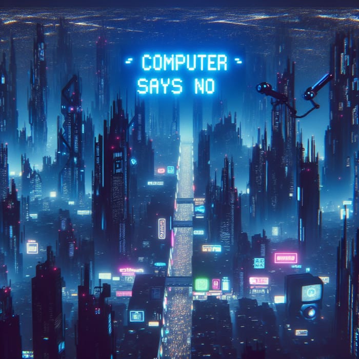 Cyberpunk Dystopia: Computer Says No Neon-Lit Cityscape Cyberpunk Dystopia: Computer Says No Neon-Lit Cityscape