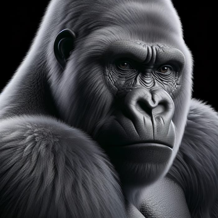 Detailed Digital Render of Gentle-Eyed Silverback Gorilla