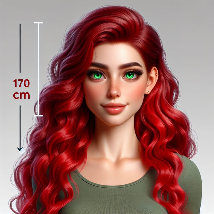 Radiant Woman with 170 Red Hair and Green Eyes