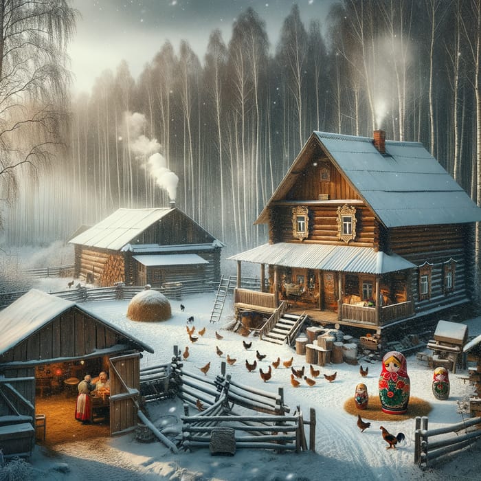 Mother Russia: Cozy Winter Scene with Traditional Charm