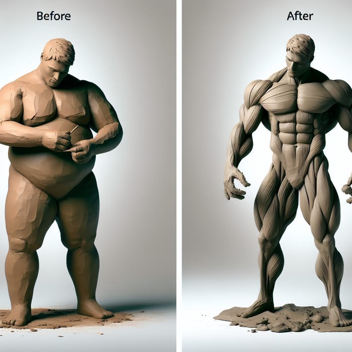 Clay Man Sculpting Transformation: Strong & Muscular Build