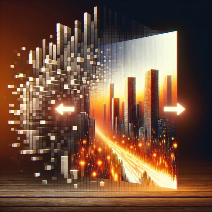 Pixel Art Image Upscaler with Vibrant Orange Accents Pixel Art Image Upscaler with Vibrant Orange Accents