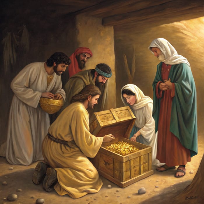 Persian Magi Present Gifts to Young Jesus