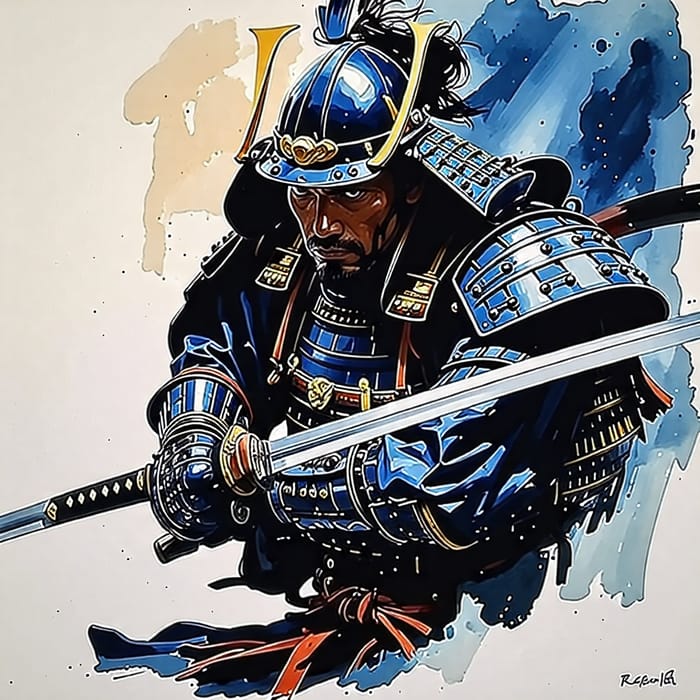 Samurai Warrior Watercolor Painting