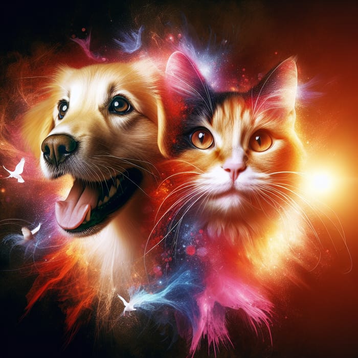 Vibrant Pets: Joyful Dog and Cat Embodying Healthy Vitality