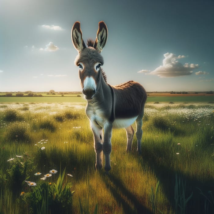 Graceful Donkey in a Serene Open Field