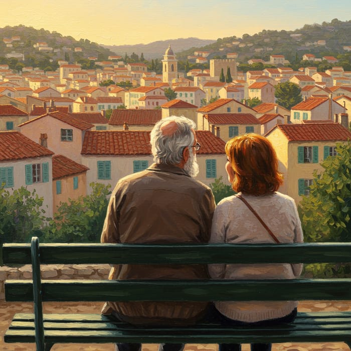 Romantic Couple in Cannes: Oil Painting Style Romantic Couple in Cannes: Oil Painting Style